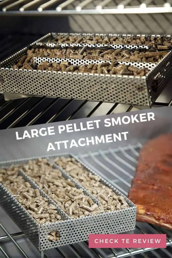 Large pellet smoker attachment on a grill with meat