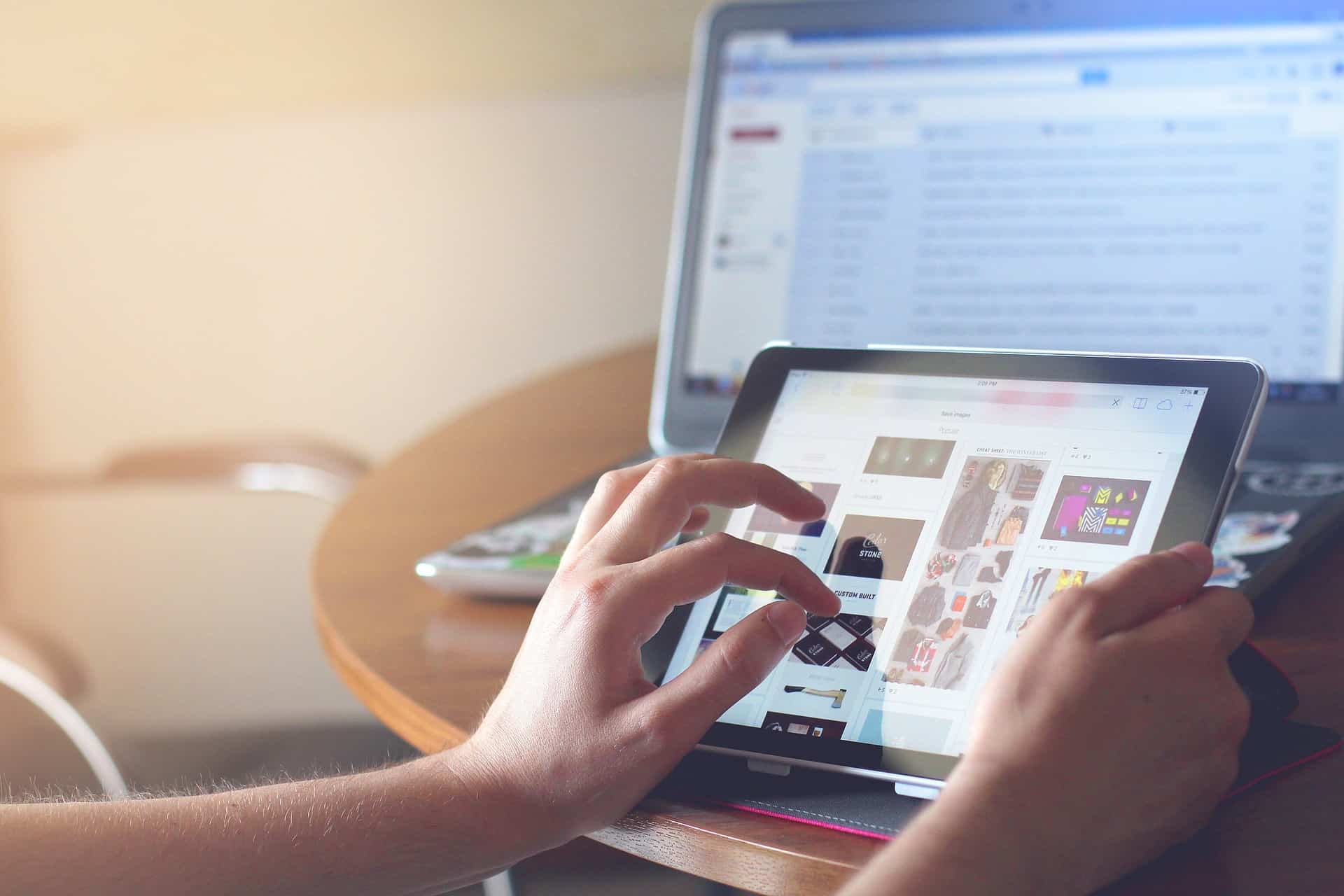 a person is using an ipad
