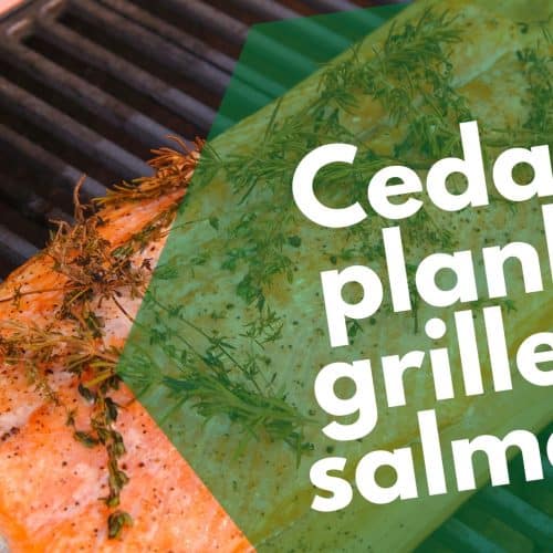 Salmón a la plancha en plancha de cedro