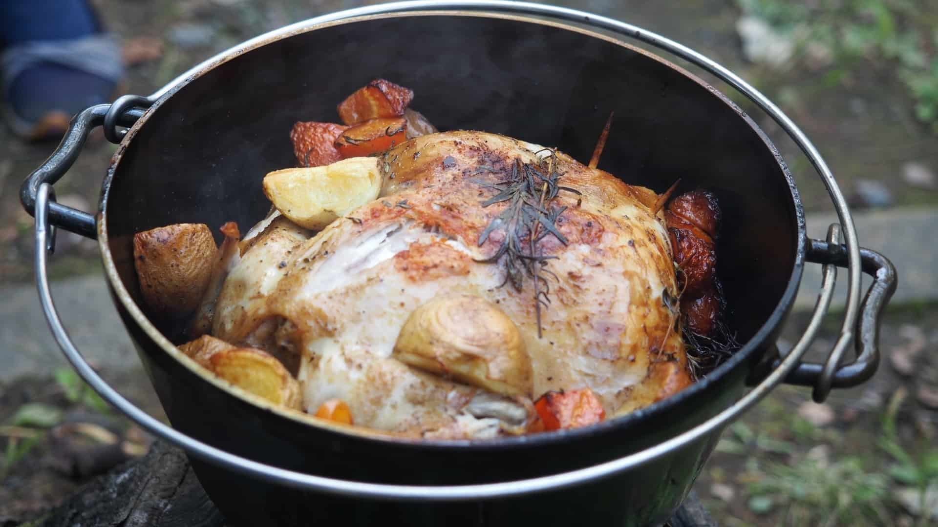 Camp dutch oven chicken