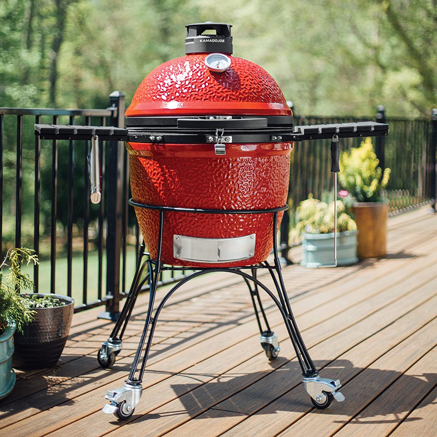 Best charcoal grill for smoking AND grilling- Kamado Joe Classic II in the garden