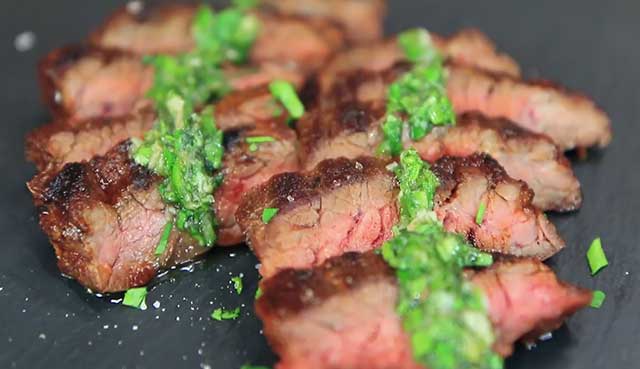 Hanger-steak-sous-vide-with-Chimichurri-sauce