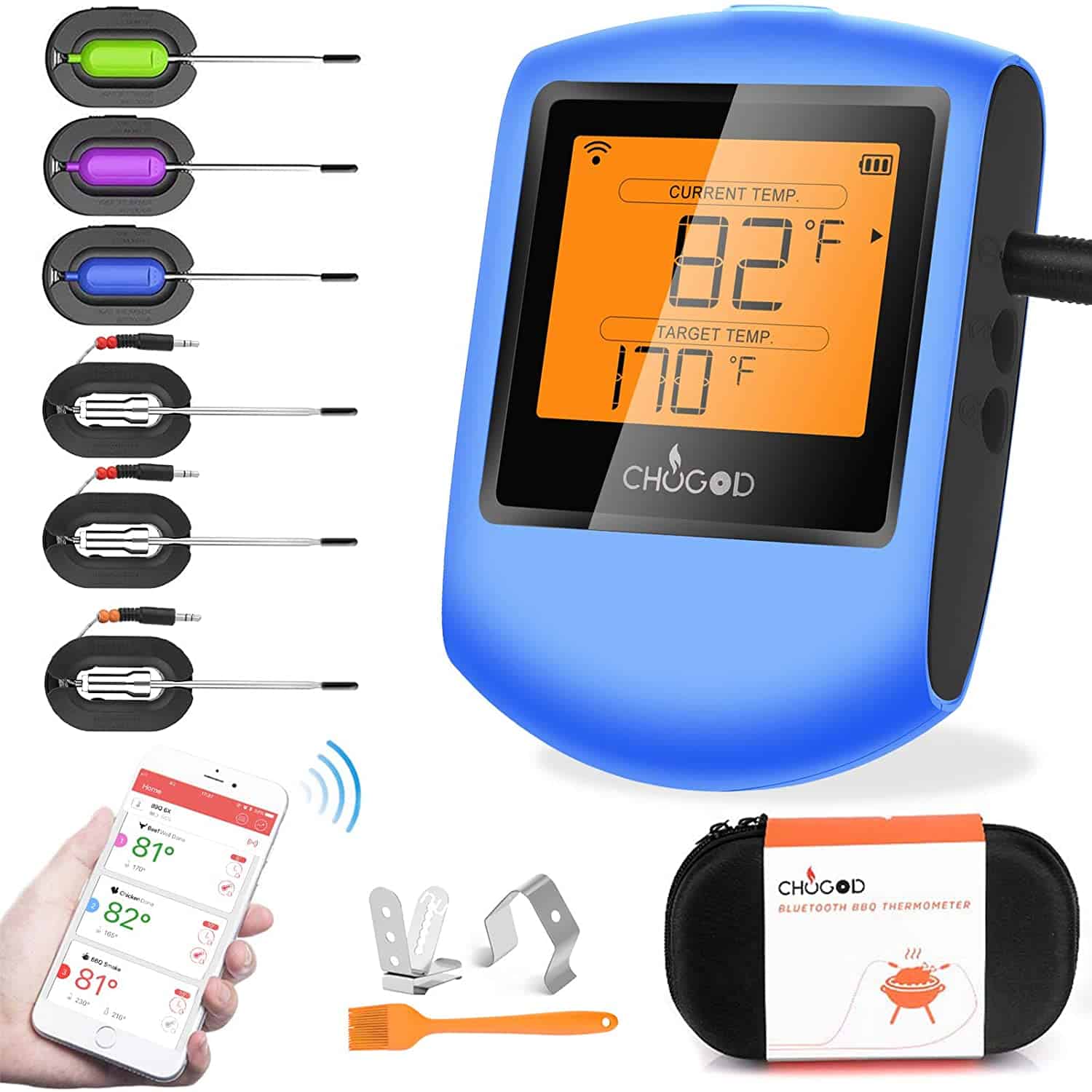 Най-добър 6 сонда Bluetooth термометър за барбекю- Chugod