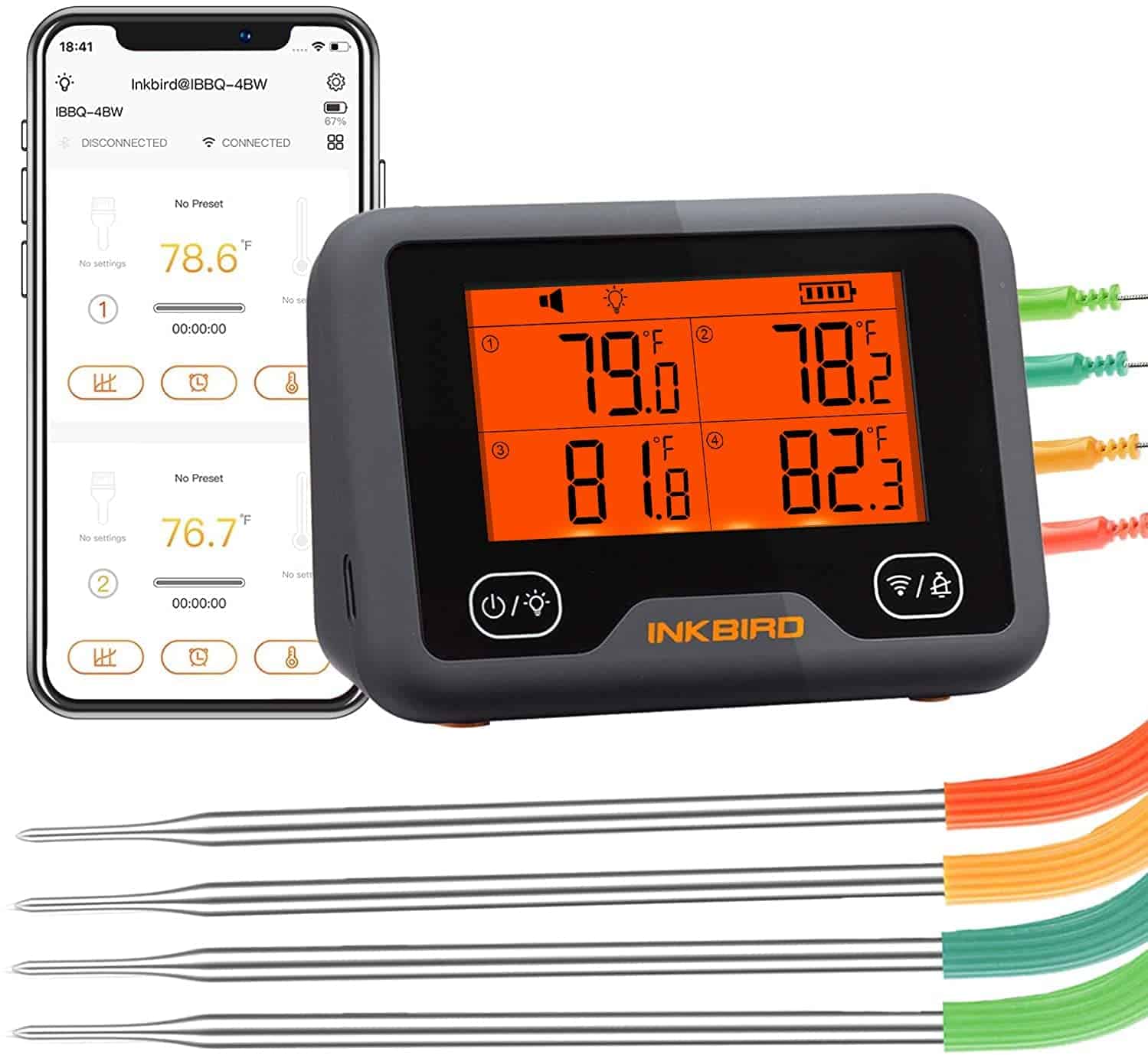 Best Bluetooth BBQ thermometer over large distances- Inkbird IBBQ-4BW