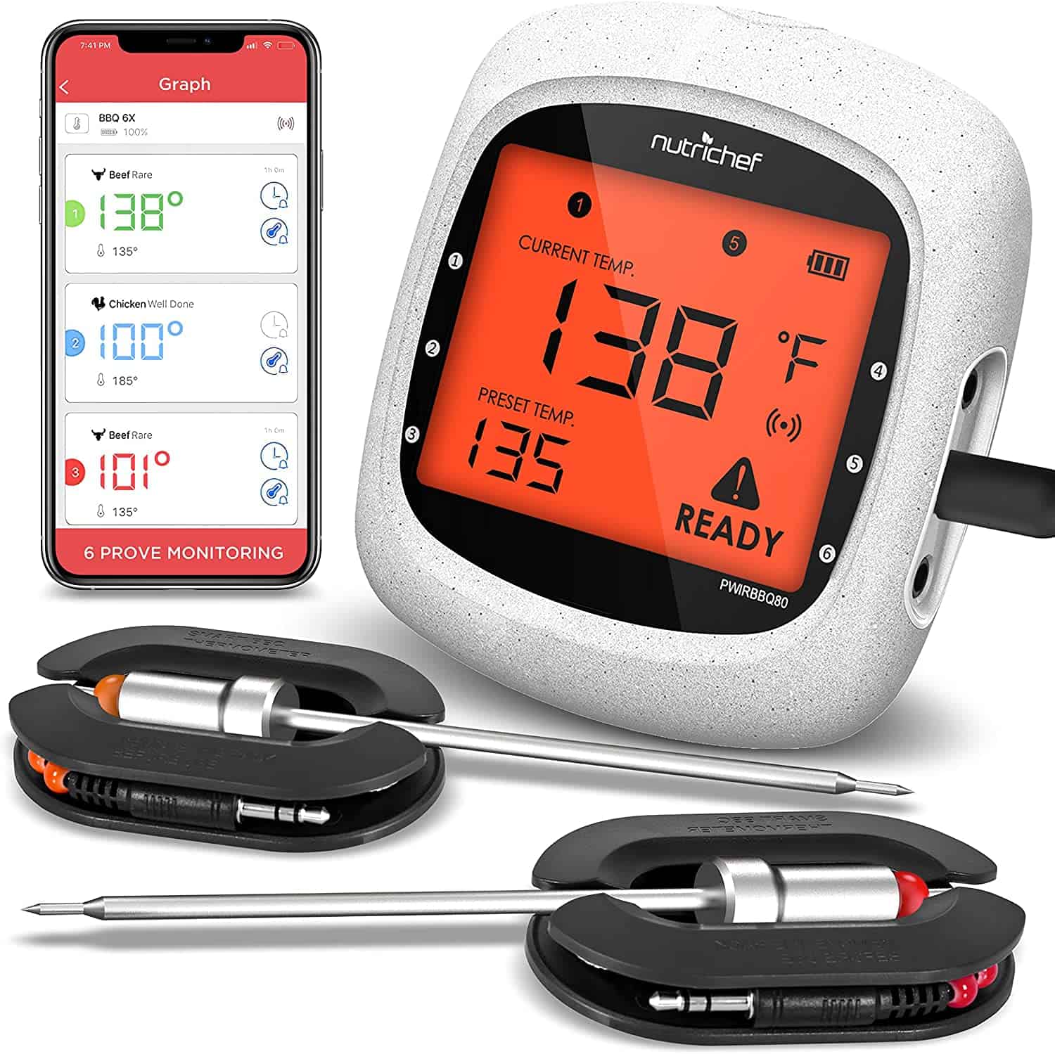 Pinakamahusay na Bluetooth leave-in digital meat thermometer- NutriChef Smart