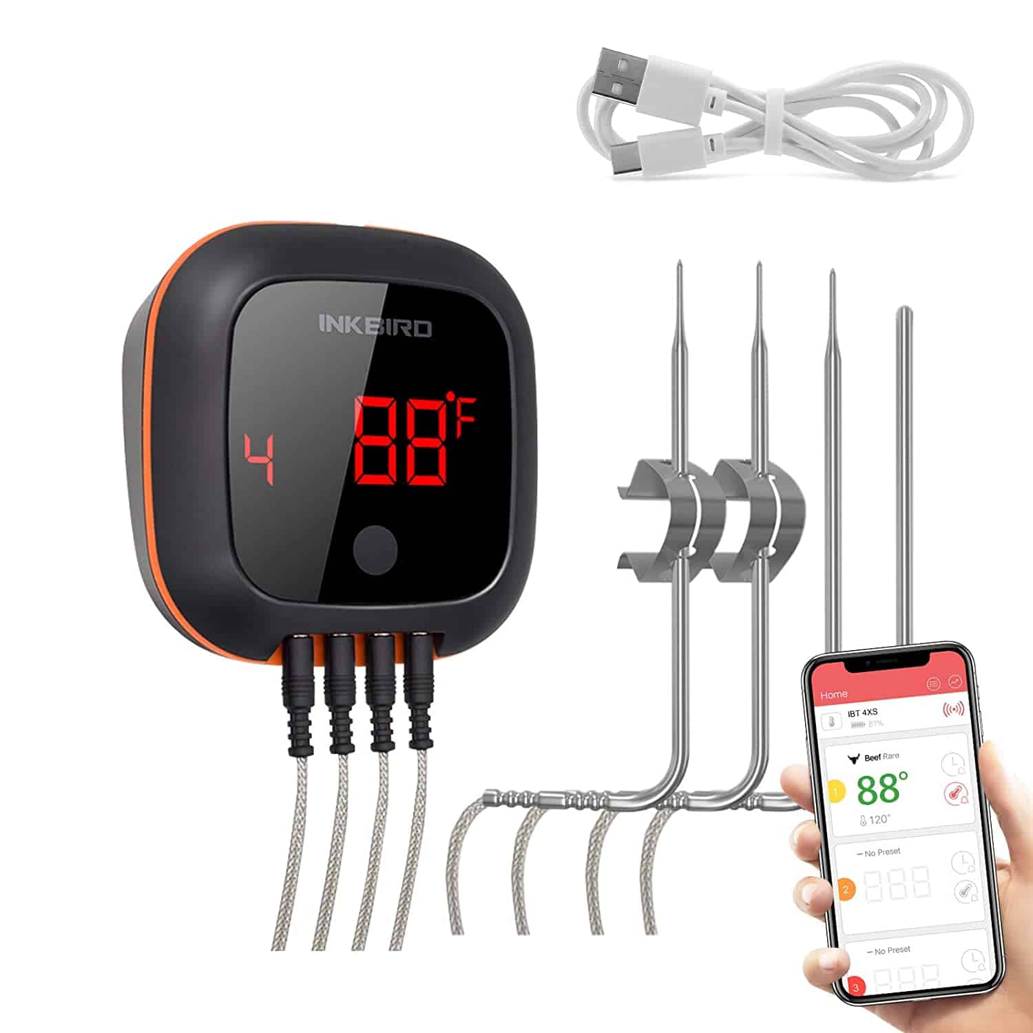 Best overall Bluetooth BBQ thermometer- Inkbird IBT-4XS