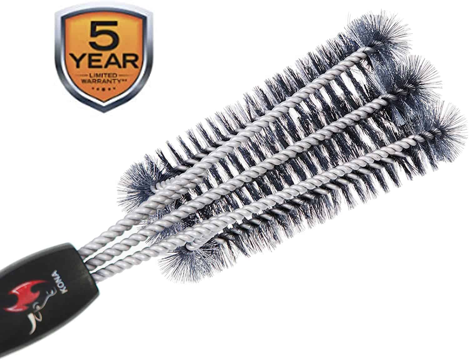 Pinakamahusay na pangkalahatang grill brush- Kona 360 ° hindi kinakalawang na asero 3-in-1 grill cleaner