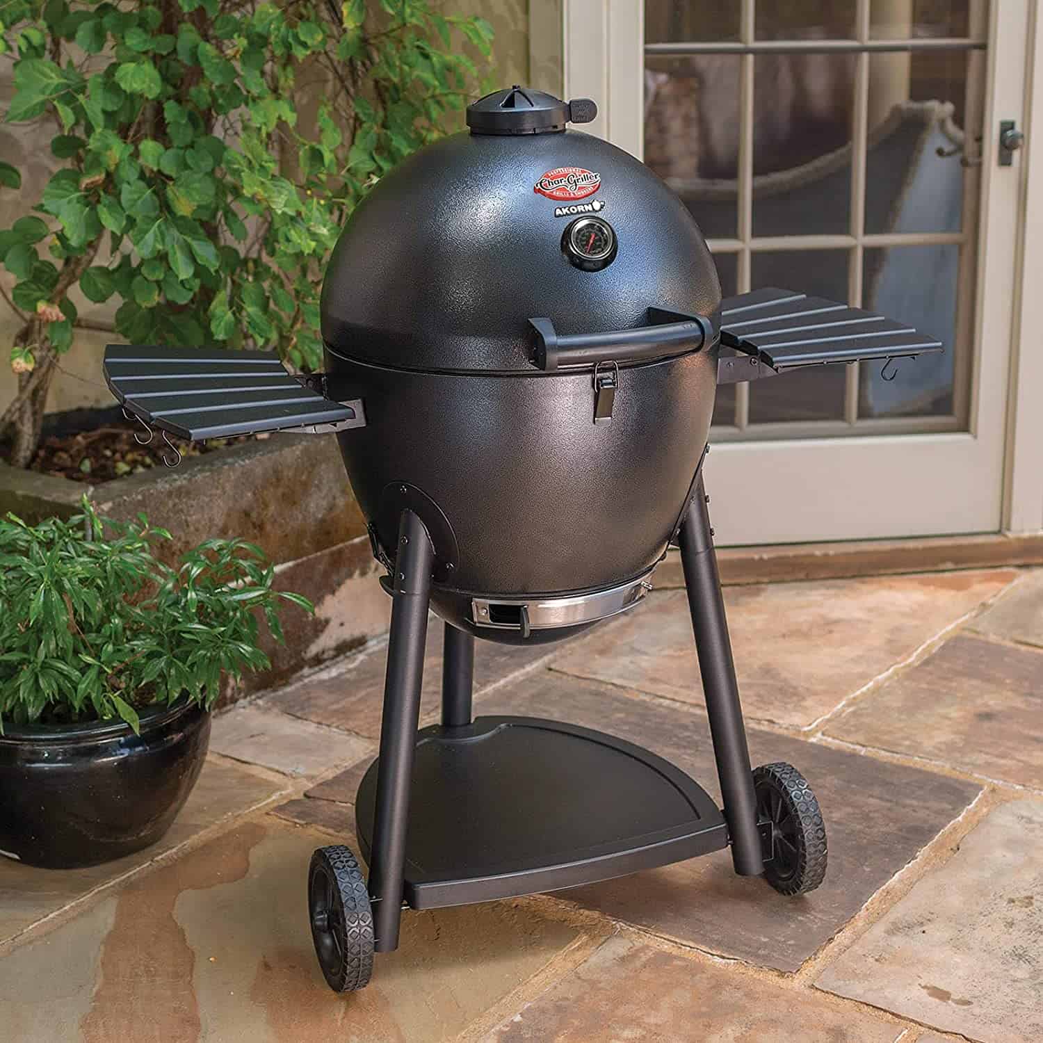 Most budget-friendly Kamado grill- Char Griller Akorn on patio