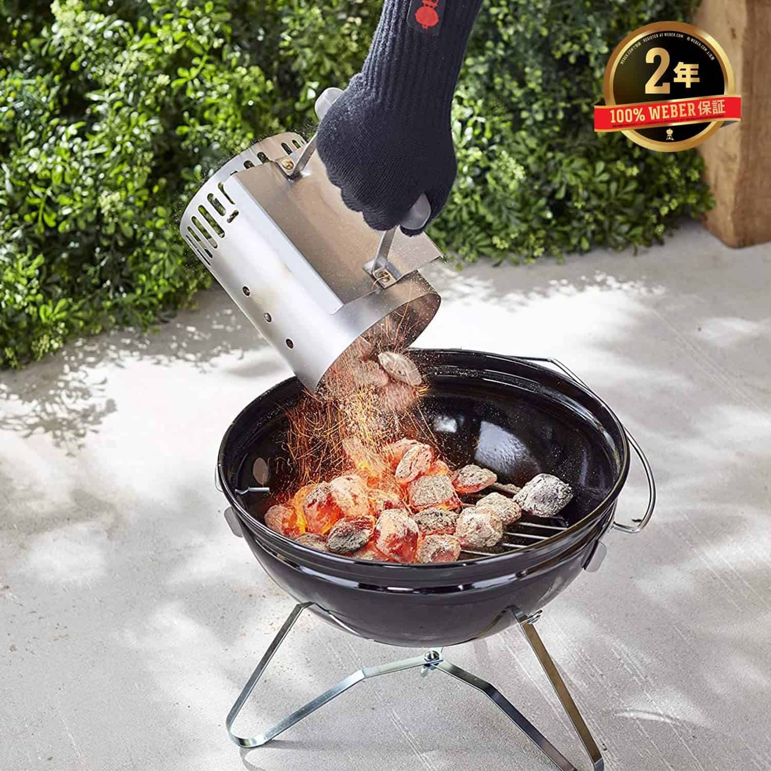 Best charcoal chimney starter- Weber 7447 Compact Rapidfire with coals