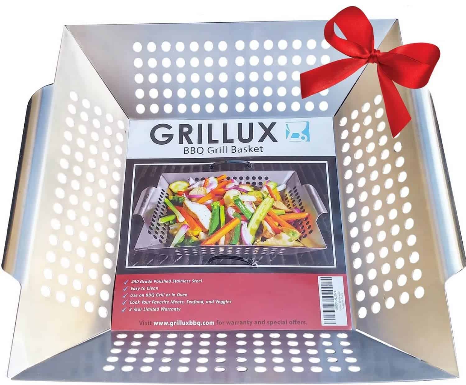 Best grill basket for fish & kabobs- Grillux Vegetable Grill Basket