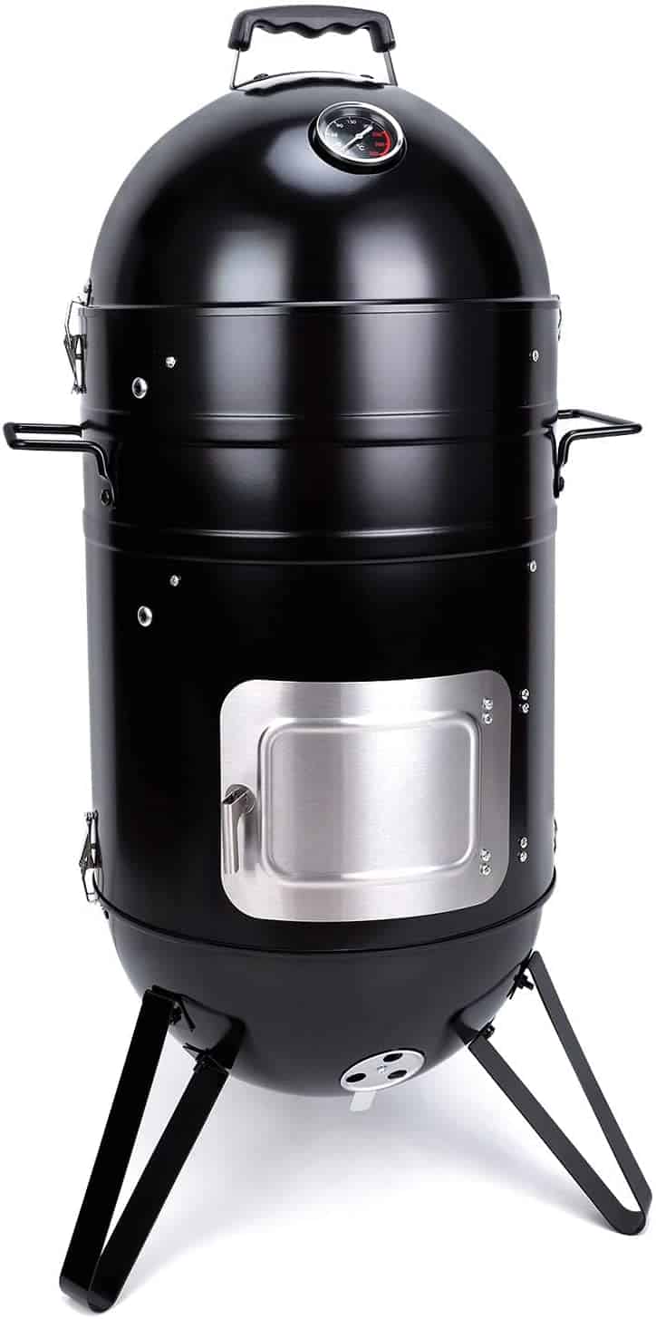 Sougem Charcoal Smoker Grill 14 pouces Smoker Grill Vertical Multi Function Grilling Smoker