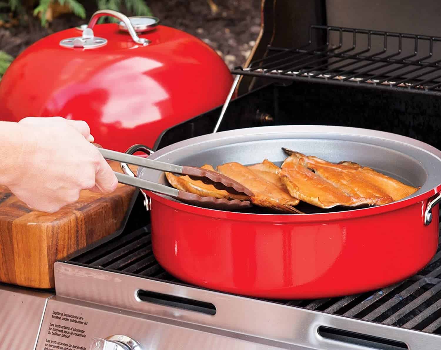 Best kettle stovetop smoker- Nordic Ware with fish