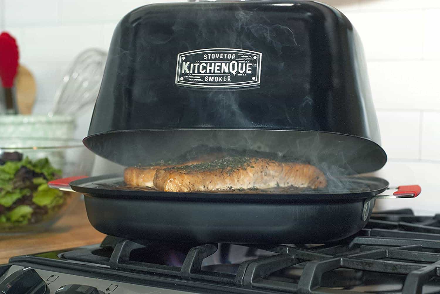 Best premium stovetop smoker- Charcoal Companion CC4132 KitchenQue with fish