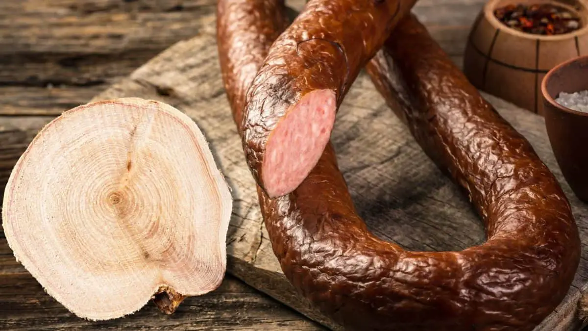 Sausage smoked with juniper wood