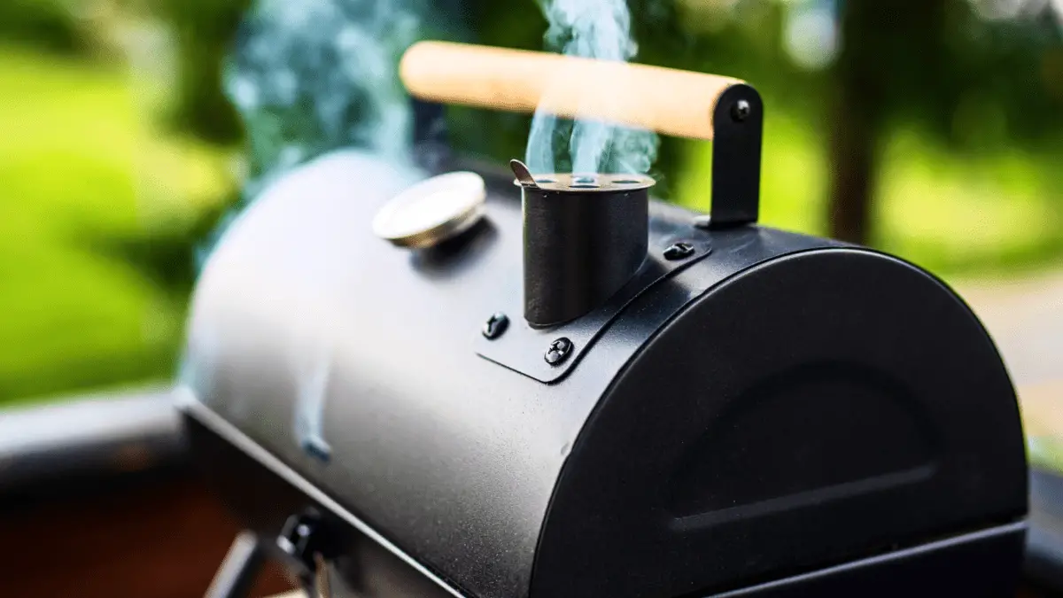 closeup of closed pellet smoker