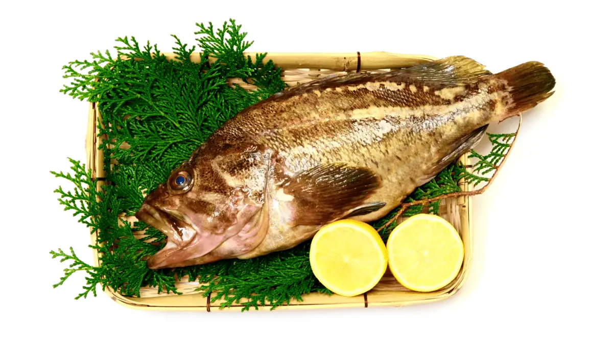 whole rockfish with lemon halves